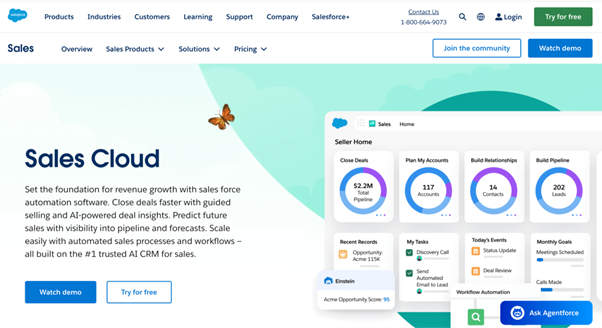 Salesforce sales cloud website